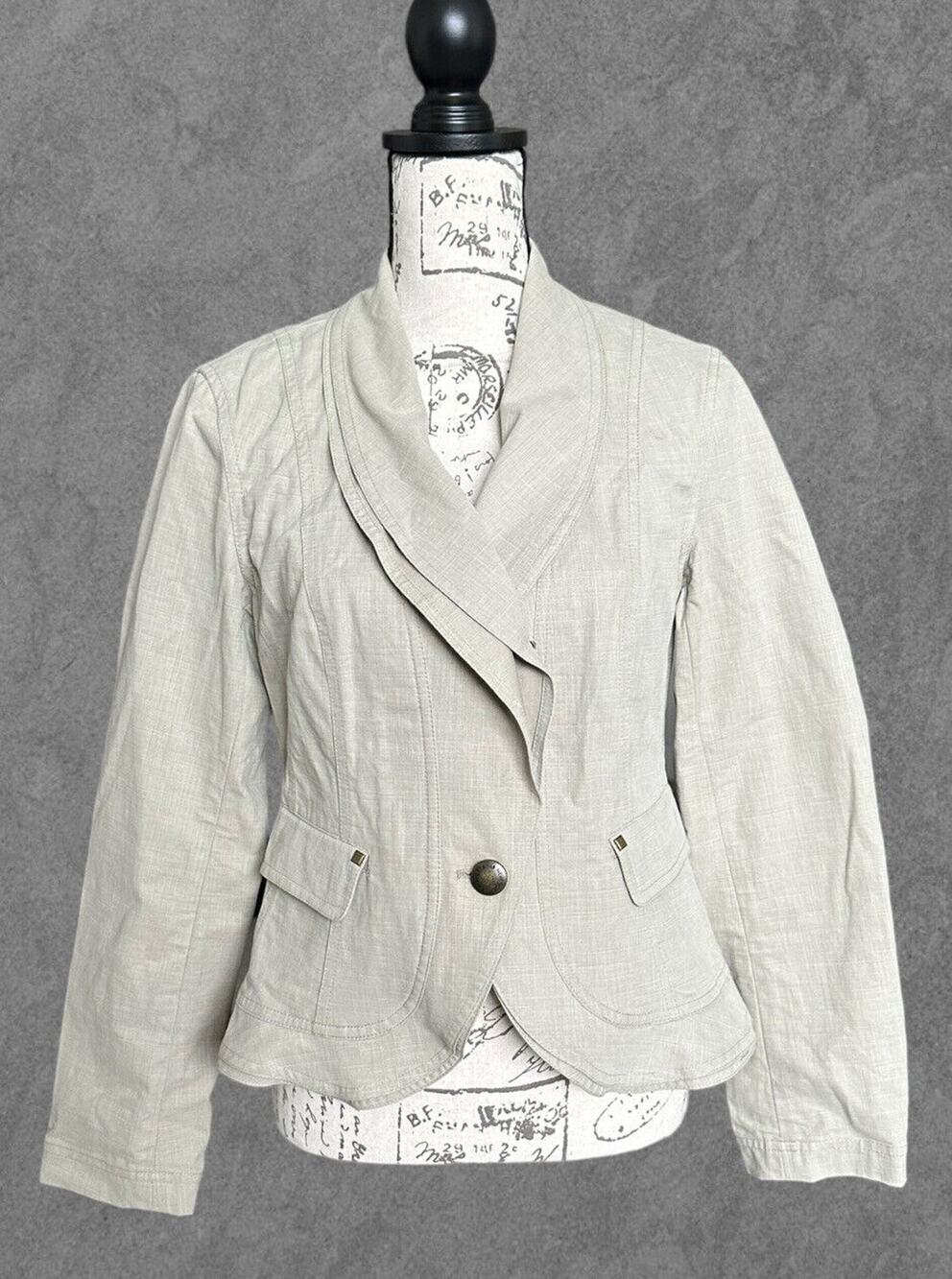Lafayette 148 NY Khaki Textured Canvas Blazer Size 4